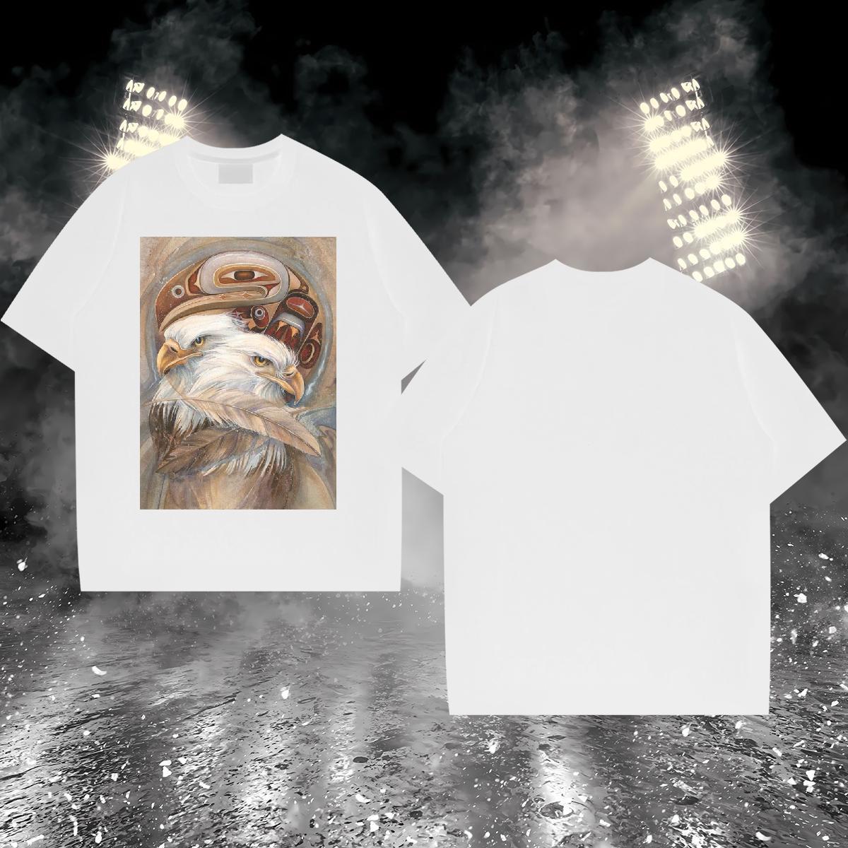 T Shirt For Man 230g Pure Cotton eagle Home Outdoor O-Neck Short Sleeve Skull Tshirt for Man Woman 2024 High Quality Tshirts