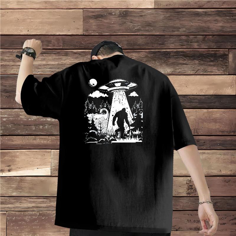 Fashion T Shirts Men 230g Pure Cotton mushroom Hip Hop Street Tees Shirts Crew Neck Classic Couples T Shirts Oversized