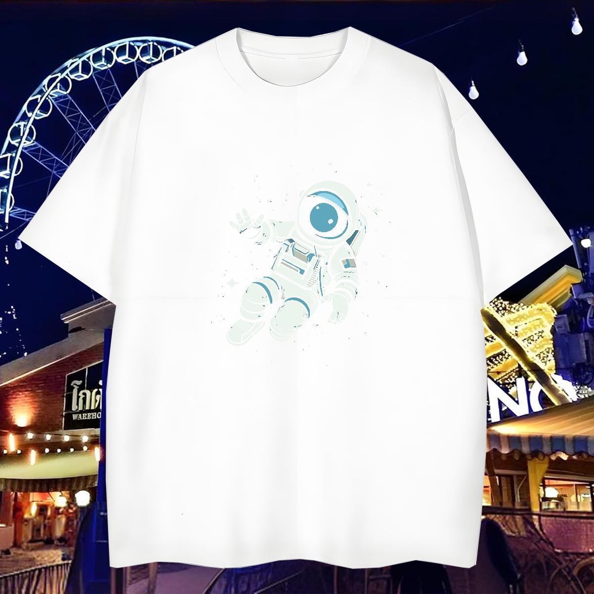 Men T Shirts 230g 100% Cotton cosmonaut Home Outdoor Breathable Skull Men Clothes T-Shirt Factory Direct Wholesale Tshirts