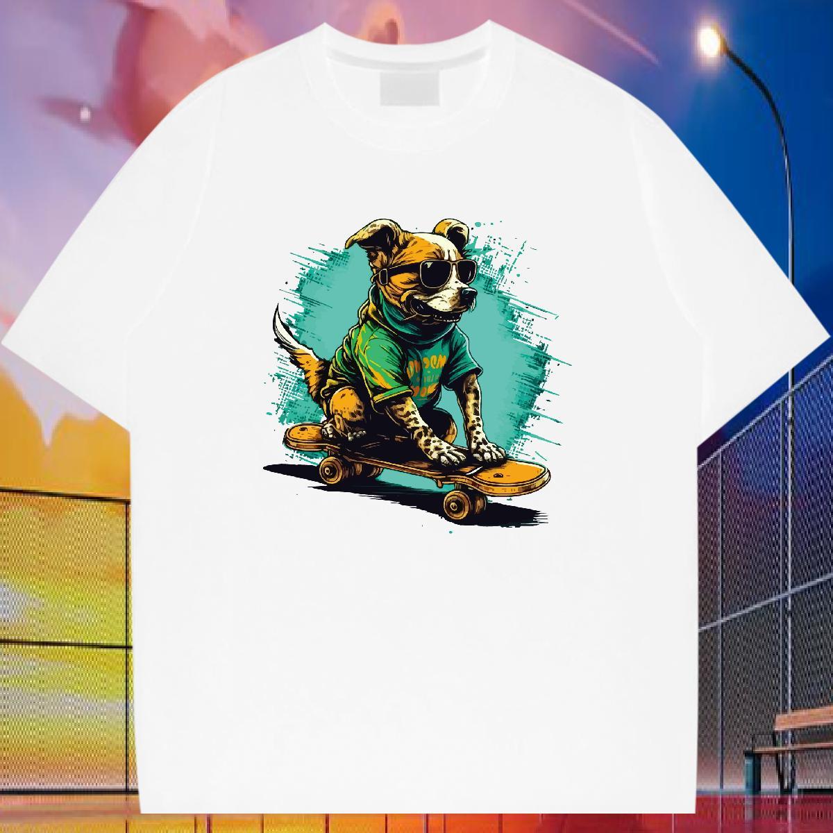 Customized T Shirt For Man 100% Cotton 230g dog Casual Beach Clothings Short Sleeve Soft Loose Fit Men Tees Custom Anime