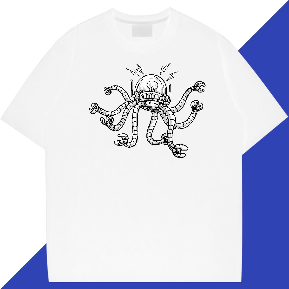 Loose Men Tshirts 230g Pure Cotton Sports Casual robot Asian Size O Neck Short Sleeves Custom T shirt Wear