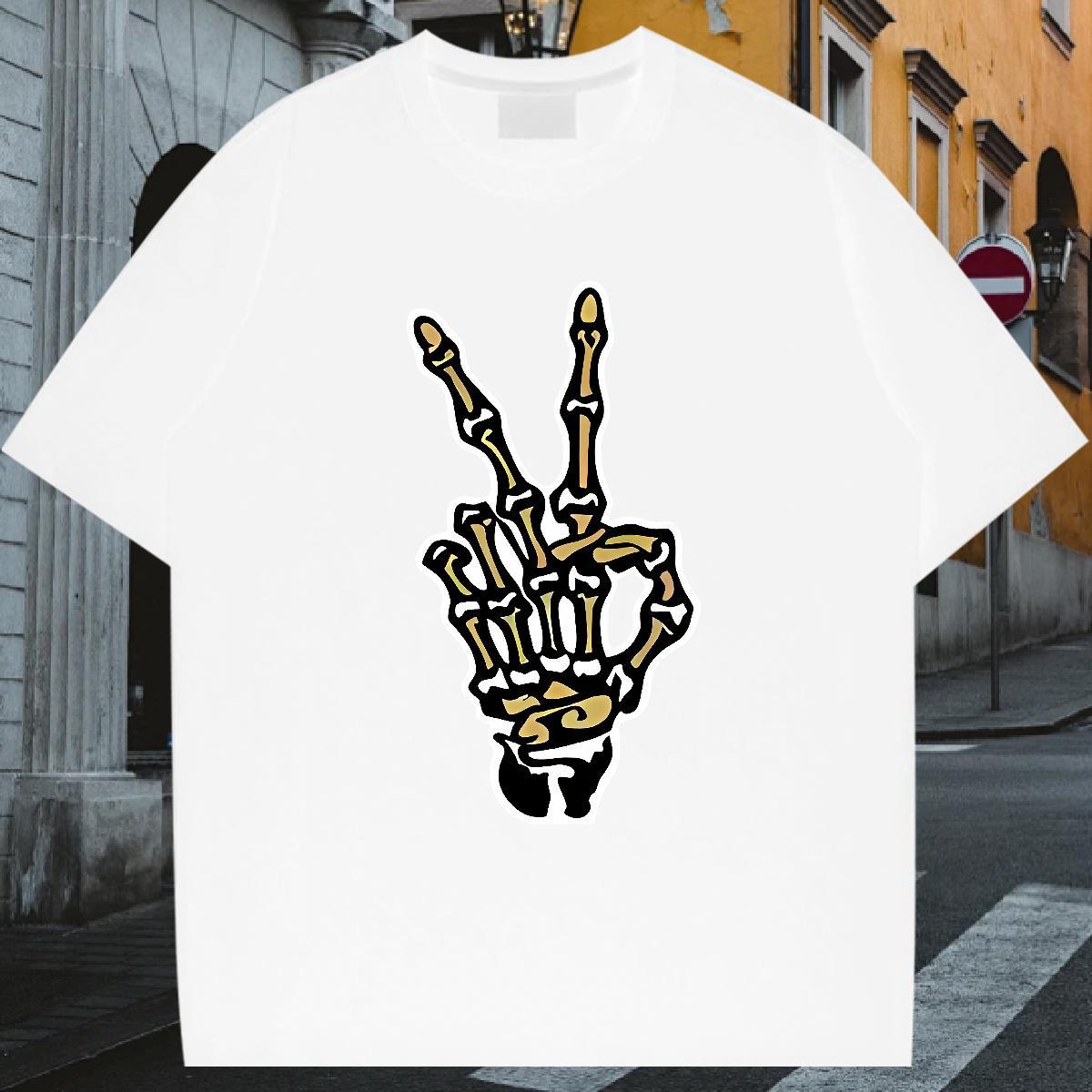 Mens T Shirts 230g Pure Cotton hands Street wear Hip Hop O Neck Short Sleeves Customized Men Tops Tees Fashion Design Comfortable Clothes