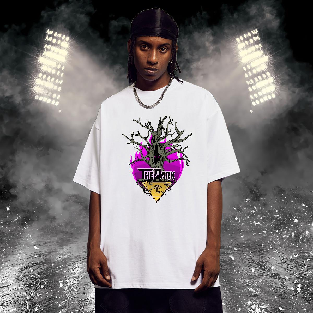 Customized T Shirt For Man 230g Cotton tree Anime Printing Street Tee Shirt Breathable Soft Men Tees White Plus Size