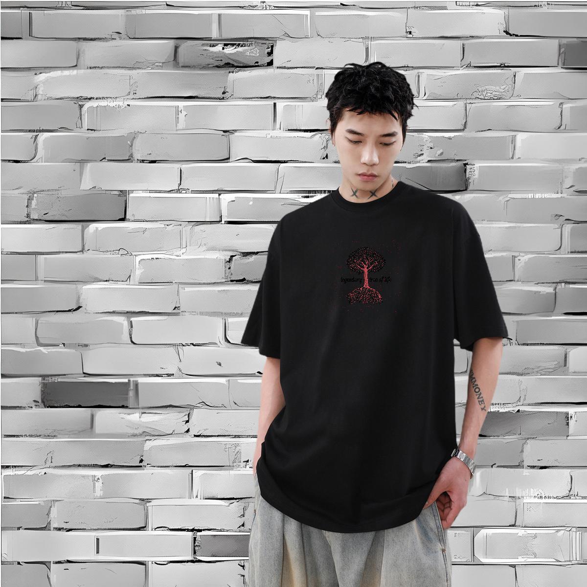 Fashion T Shirts Men 100% Cotton 230g tree Sports Casual Tops Shirt Short Sleeve Soft Unisex Men Tops Tees Customized