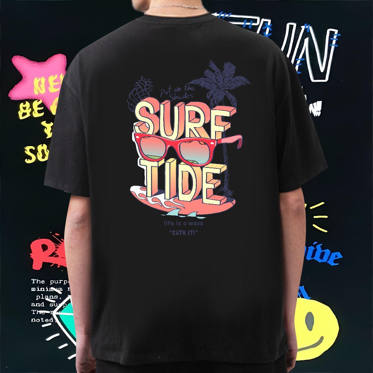 Casual New Mens T Shirts 230g Cotton tree Hip Hop Tshirts Breathable Short Sleeve Unisex Men Tops Tees DIY Anime