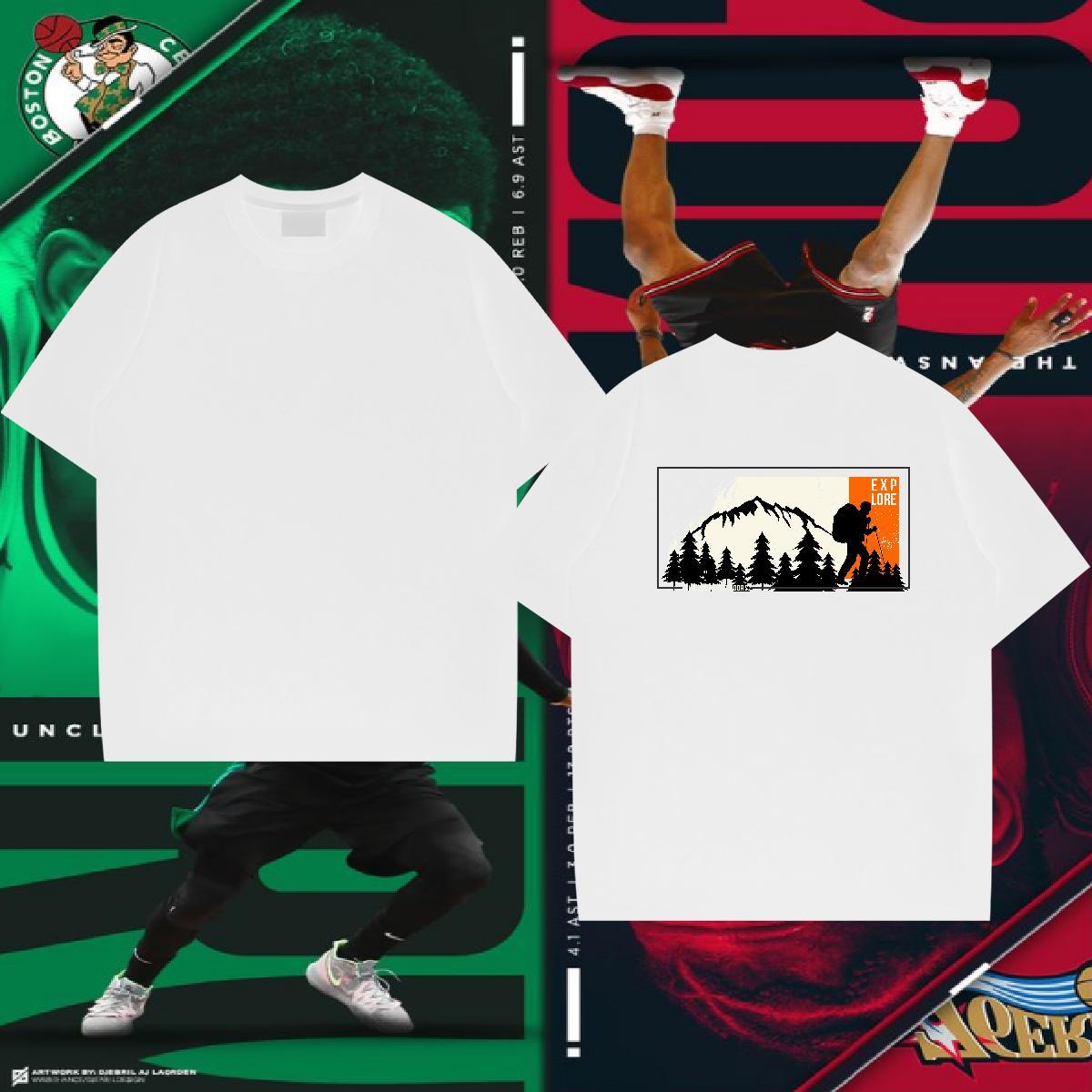 Fashion T-Shirts mountains Wear 100% Cotton 230g Street Popular Custom Print Oversized Breathable Short Sleeve Men Tshirts
