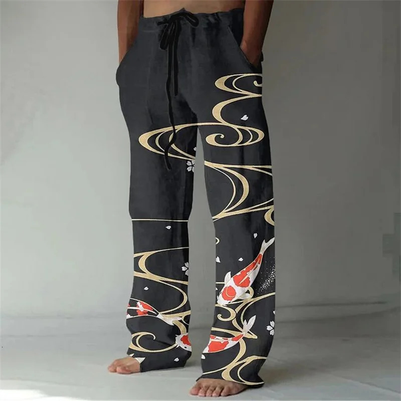 Mens cross-border foreign trade 3D digital printing lobster casual pants street fashion wide-leg pants mopping pants 240806