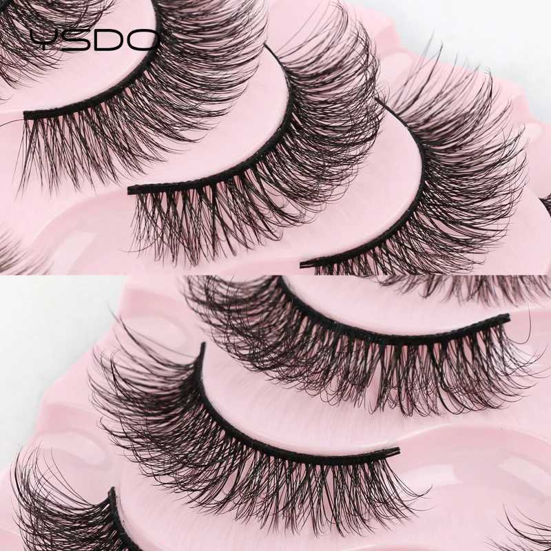 Eyelash 3/5/10 Double False Eyelash 3D Mink Eyelash Russian Striped Eyelash Thick Makeup Dramatic Fluffy False Eyelash Artificial Cilios W240803