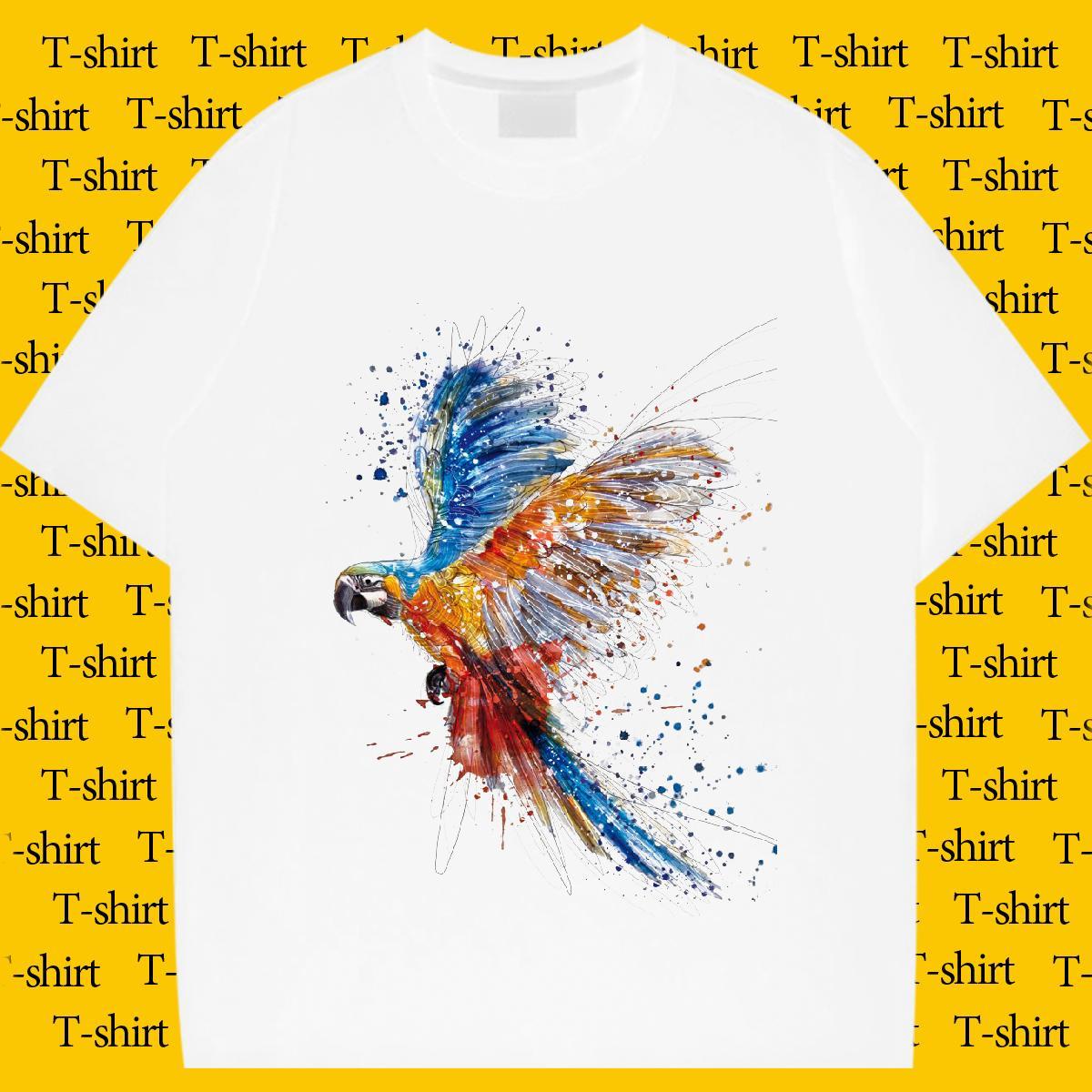 Female T Shirt For Woman Breathable Crew Neck Womens Tshirts Anime parrot Casual Daily Wear 230g Cotton New Tee Shirt
