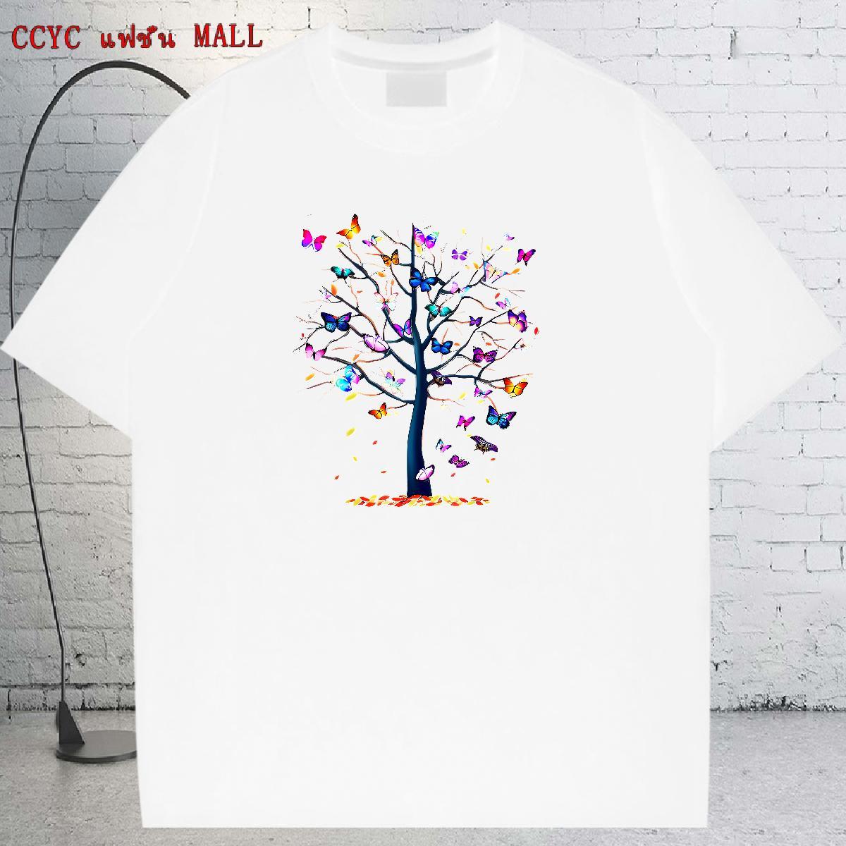 Brand Woman T Shirts Breathable Crew Neck Unisex Tshirts Cartoon Anime Butterfly Sport 100% Cotton 230g Classic Tees