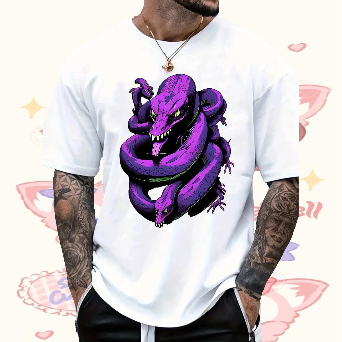 Fashion Design Men T Shirts 230g 100% Cotton snake Outdoor Top Tees O Neck Short Sleeves TOP Quality Men Clothes T-Shirt Customized Print