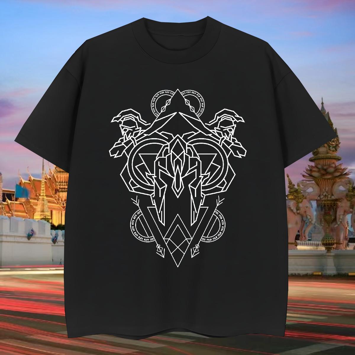 T Shirt For Man 230g Cotton Geometric line Daily Wear Breathable Crew Neck Floral Print Tshirt for Man Woman Classic TOP Quality Clothings