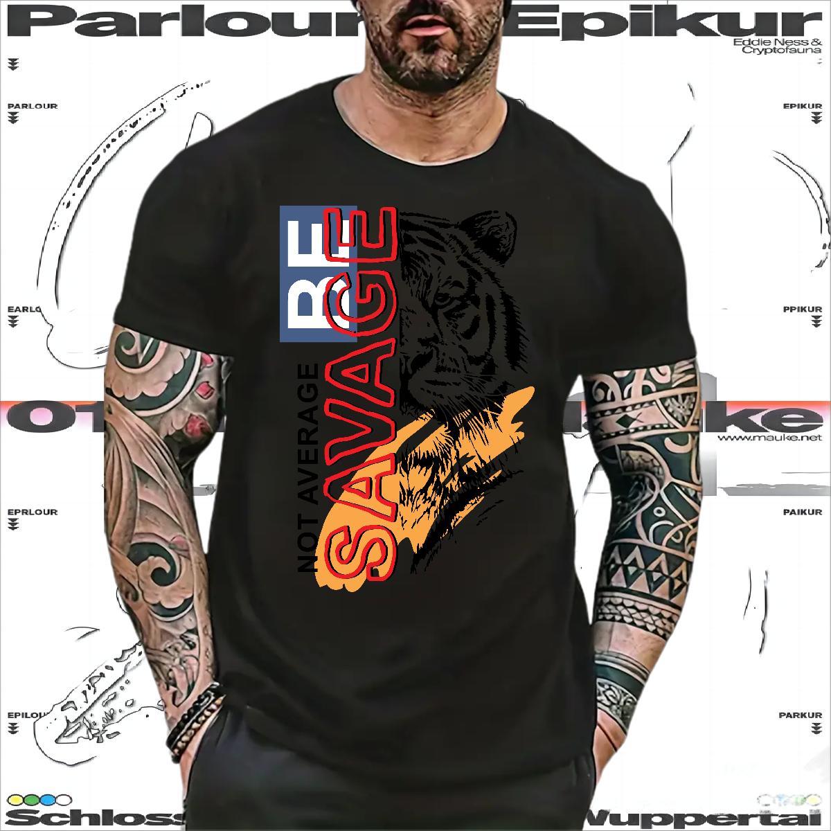 Fashion Design Men T Shirts 230g Pure Cotton tiger Home Outdoor Tops Shirt Crew Neck Comfortable Couples T Shirts DIY