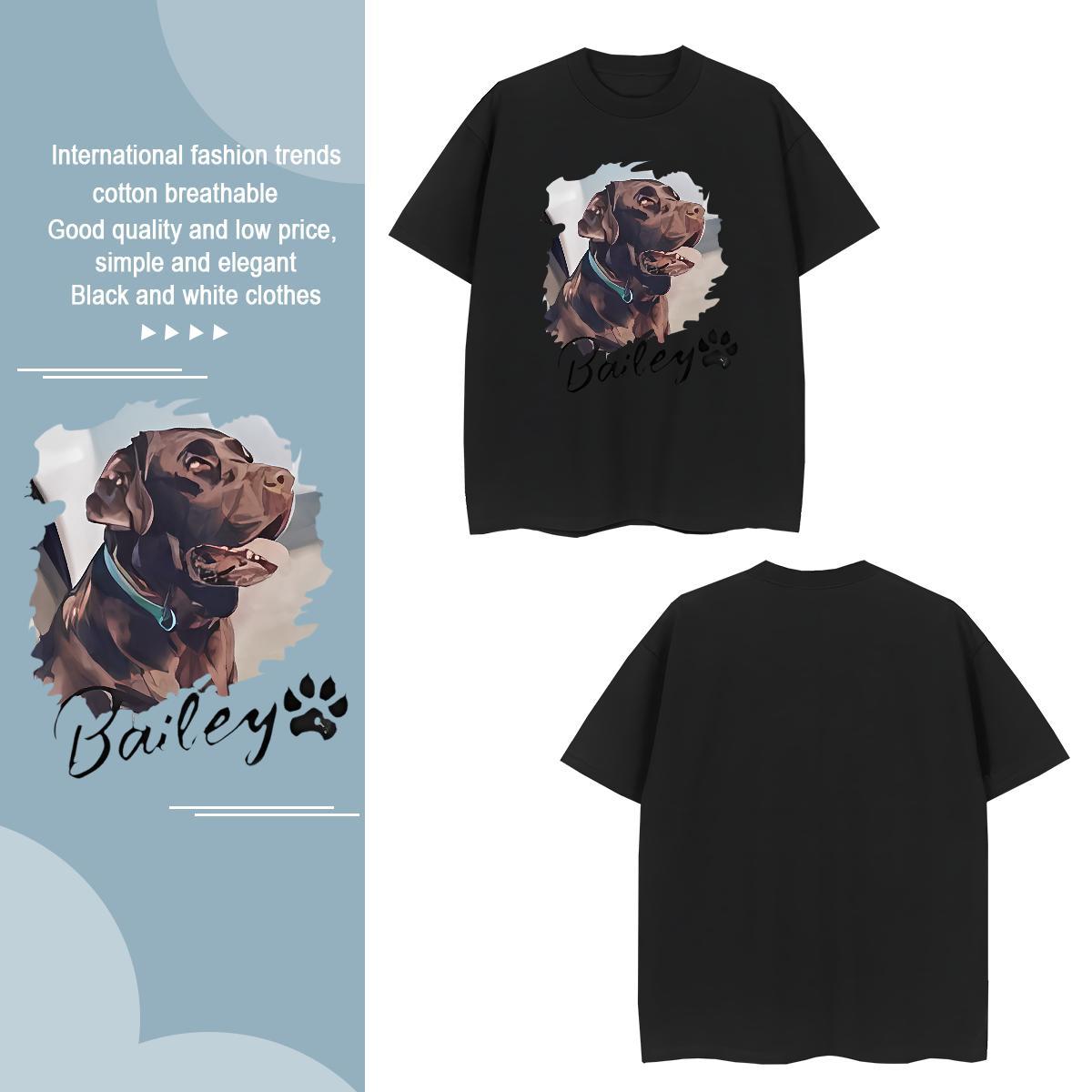T-Shirts 230g Pure Cotton dog Casual Beach O-Neck Short Sleeve DIY Anime Couples T Shirts Casual New Brand Tshirts