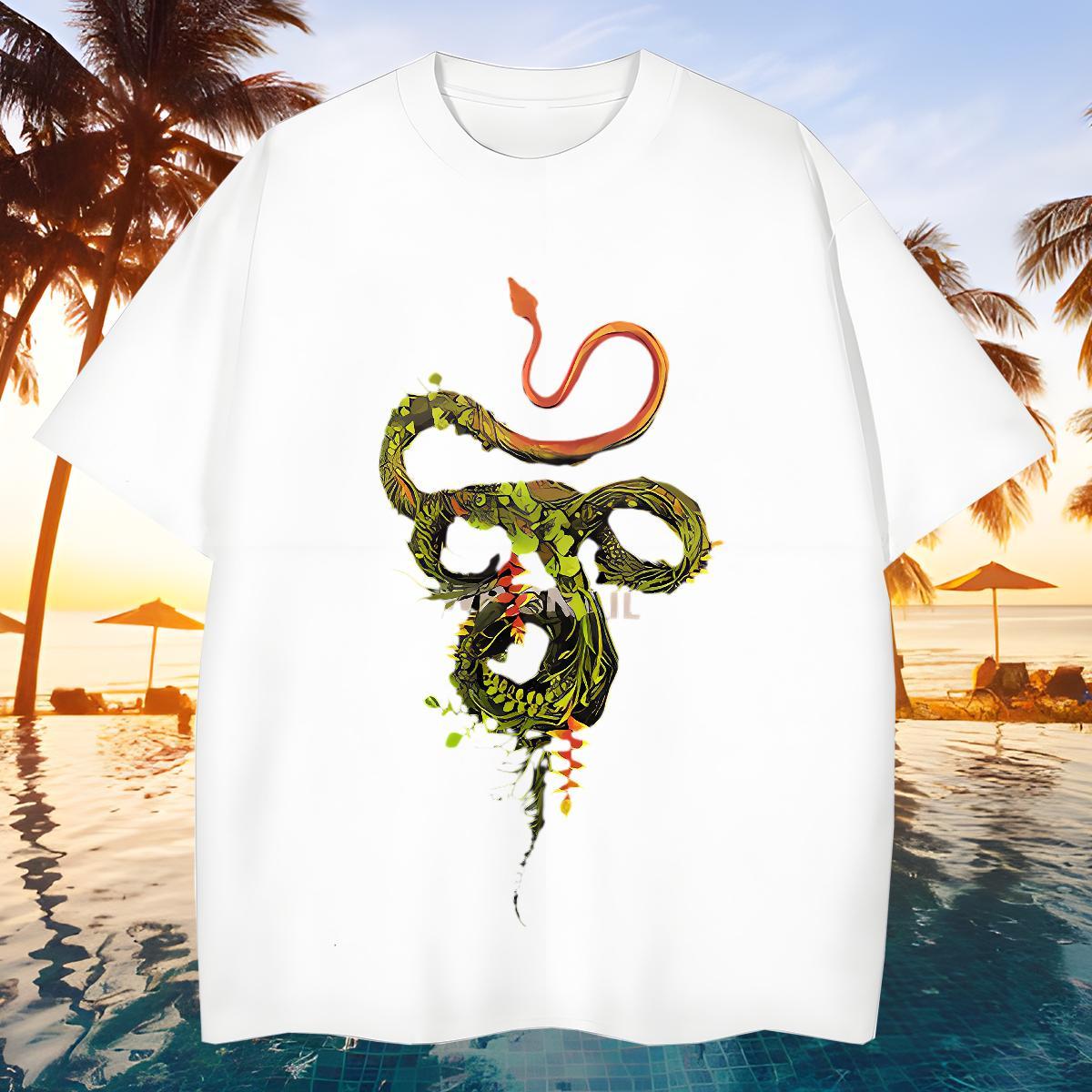 TOP Quality Men Clothes T-Shirt 230g Pure Cotton snake T-Shirts Daily Outfit Breathable Soft Black White 2024 Designer Tops Shirt