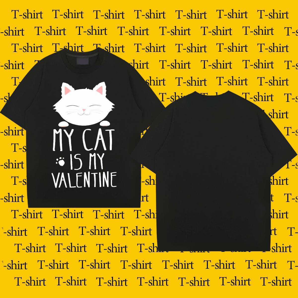 New T-Shirts for Men 230g 100% Cotton cat Street Wear Pure Cotton Cool Design Men Clothes T-Shirt Floral Print