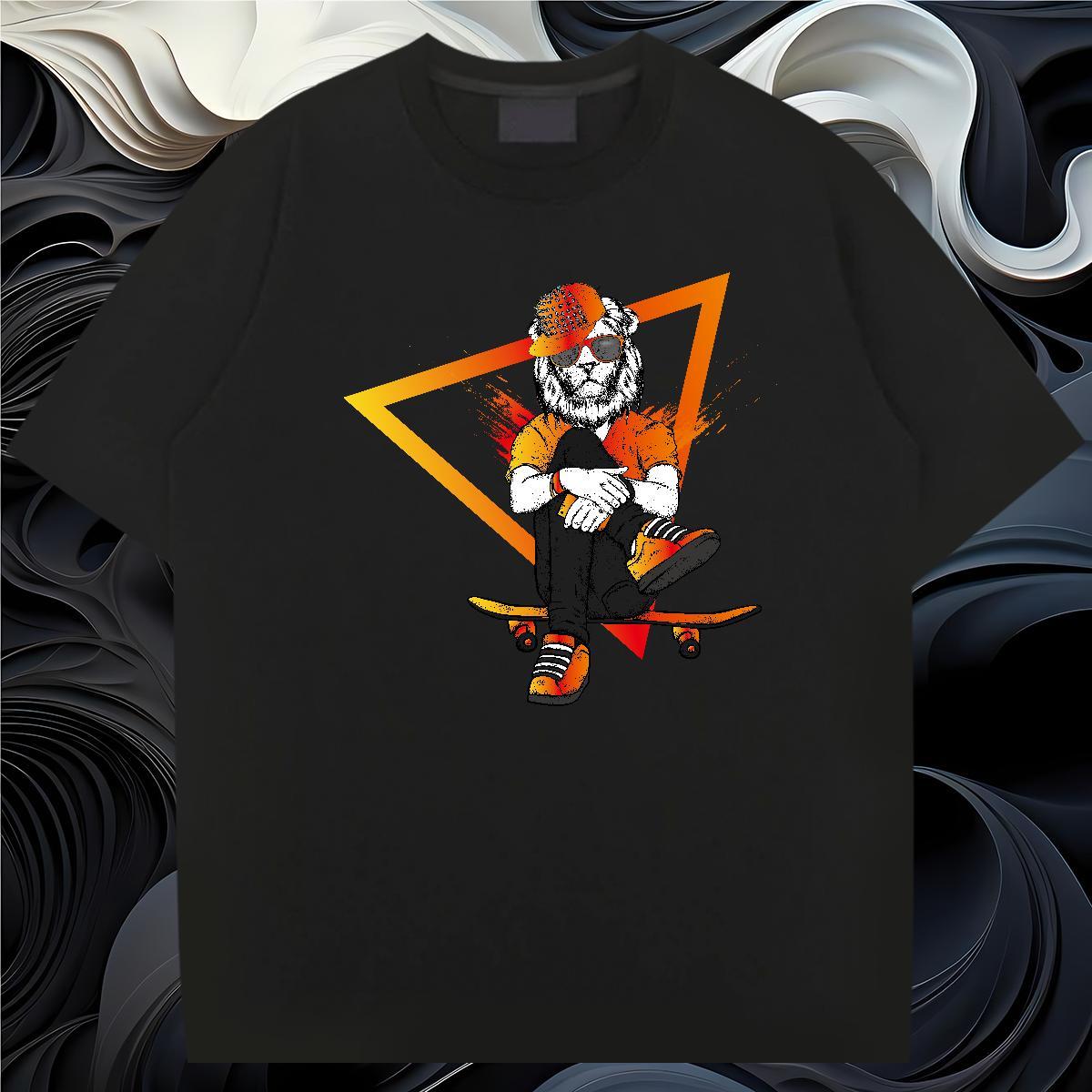 Mens T Shirts 230g 100% Cotton lion Summer Casual Breathable Crew Neck Graphic Couples T Shirts DIY Customized High Quality Wear