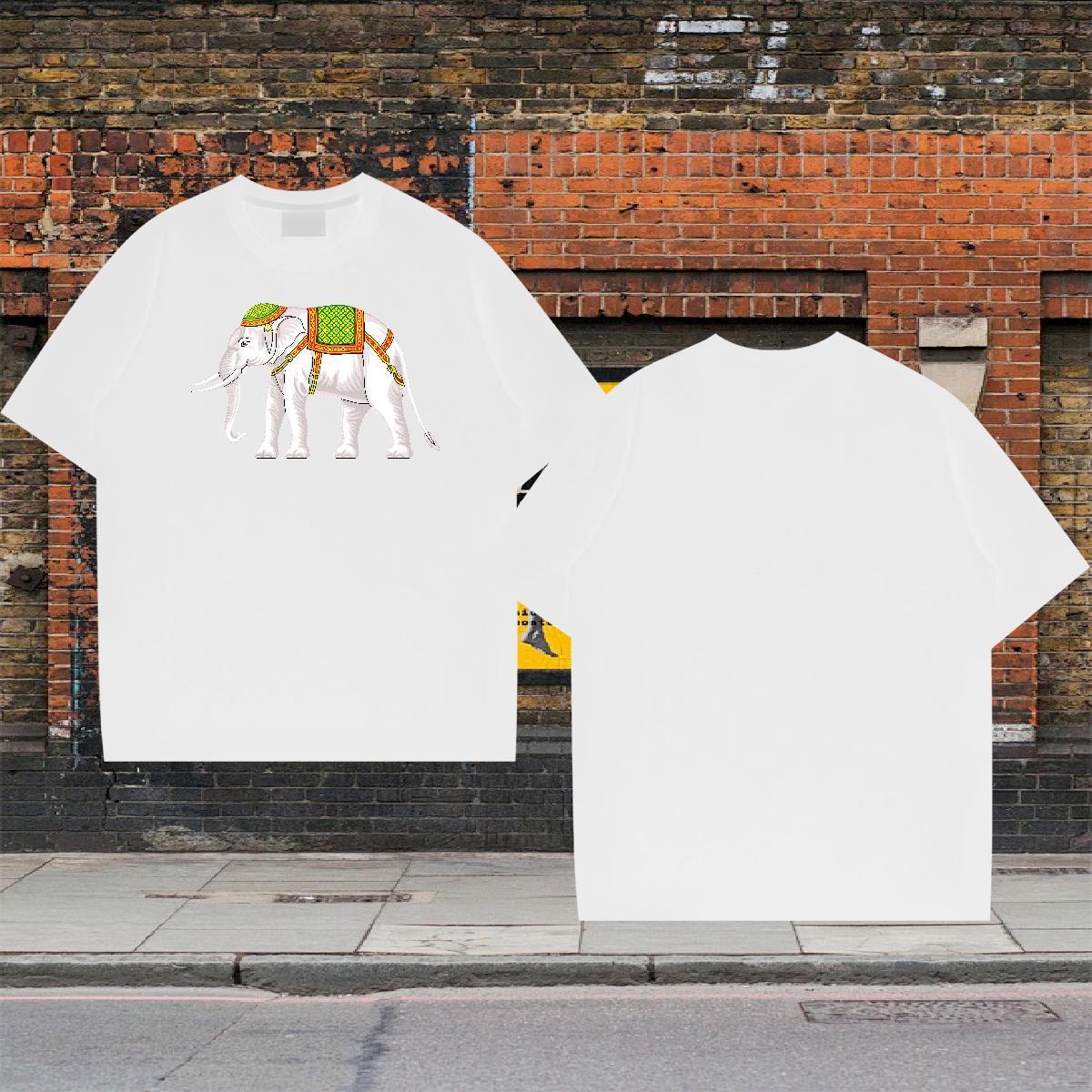 Designer Fashion Men T Shirts 230g Pure Cotton elephant Beach Tees Shirts O-Neck Short Sleeve Wholesale Mens Tshirts White Plus Size