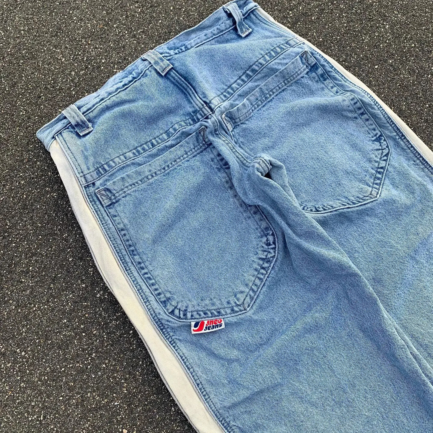 JNCO Y2k Mens Jeans Pocket Hip Hop Harajuku High Quality Embroidered Denim Pants Streetwear Retro Casual Backpack Trouser240806