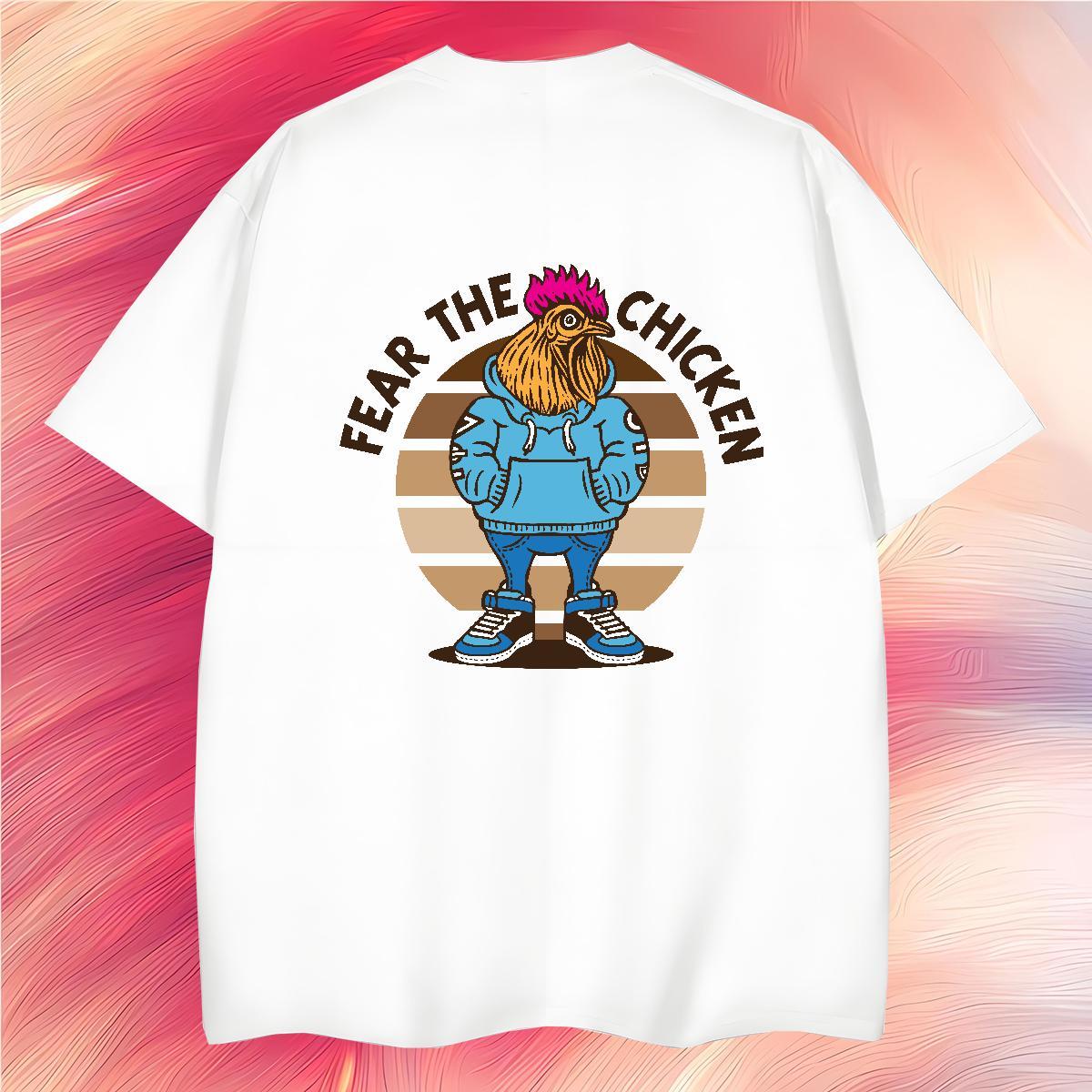 T-Shirts for Men 100% Cotton 230g chicken Spring Summer O-Neck Short Sleeve Customized Print Tshirts Fashion New Brand Tops Tees