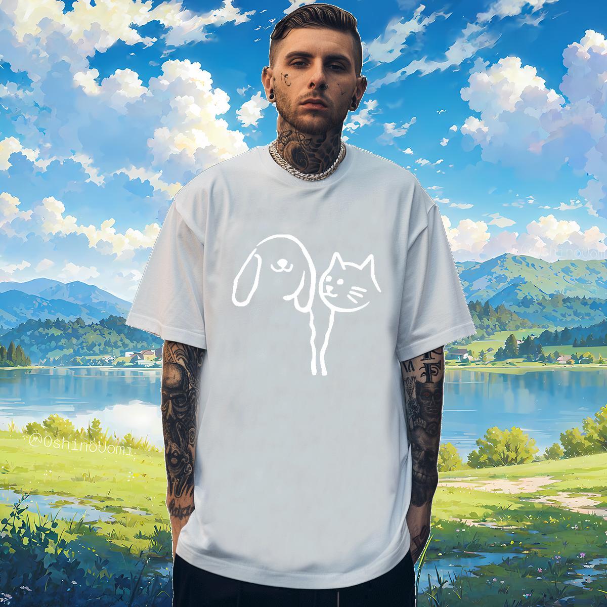 T-Shirts 100% Cotton 230g cat Street Wear Crew Neck Breathable Custom Printed Tshirts Brand High Quality Clothes