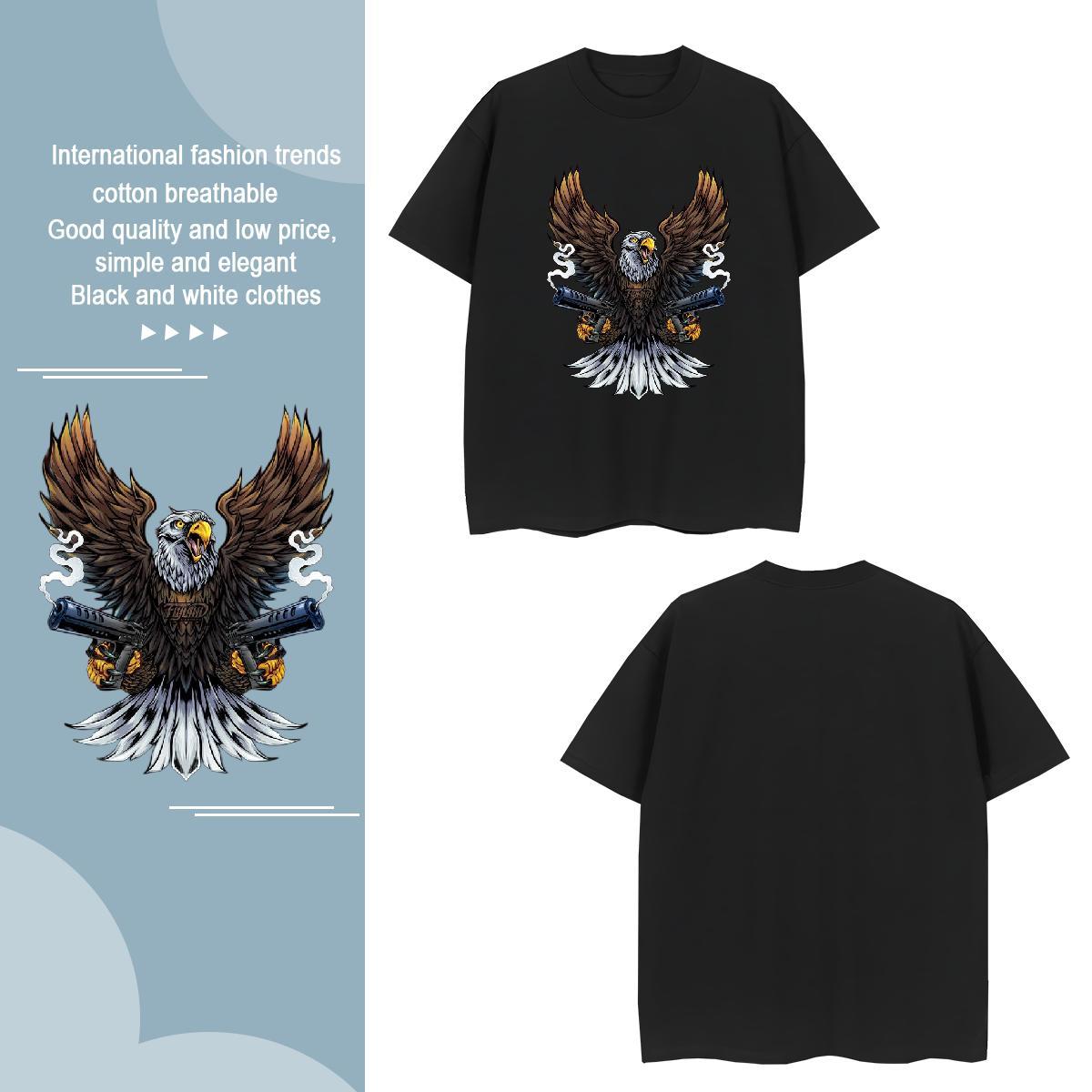 Mens T Shirts 230g Pure Cotton eagle Home Outdoor Breathable Short Sleeve Asian Size Men Tops Tees Stylist High Quality Polos