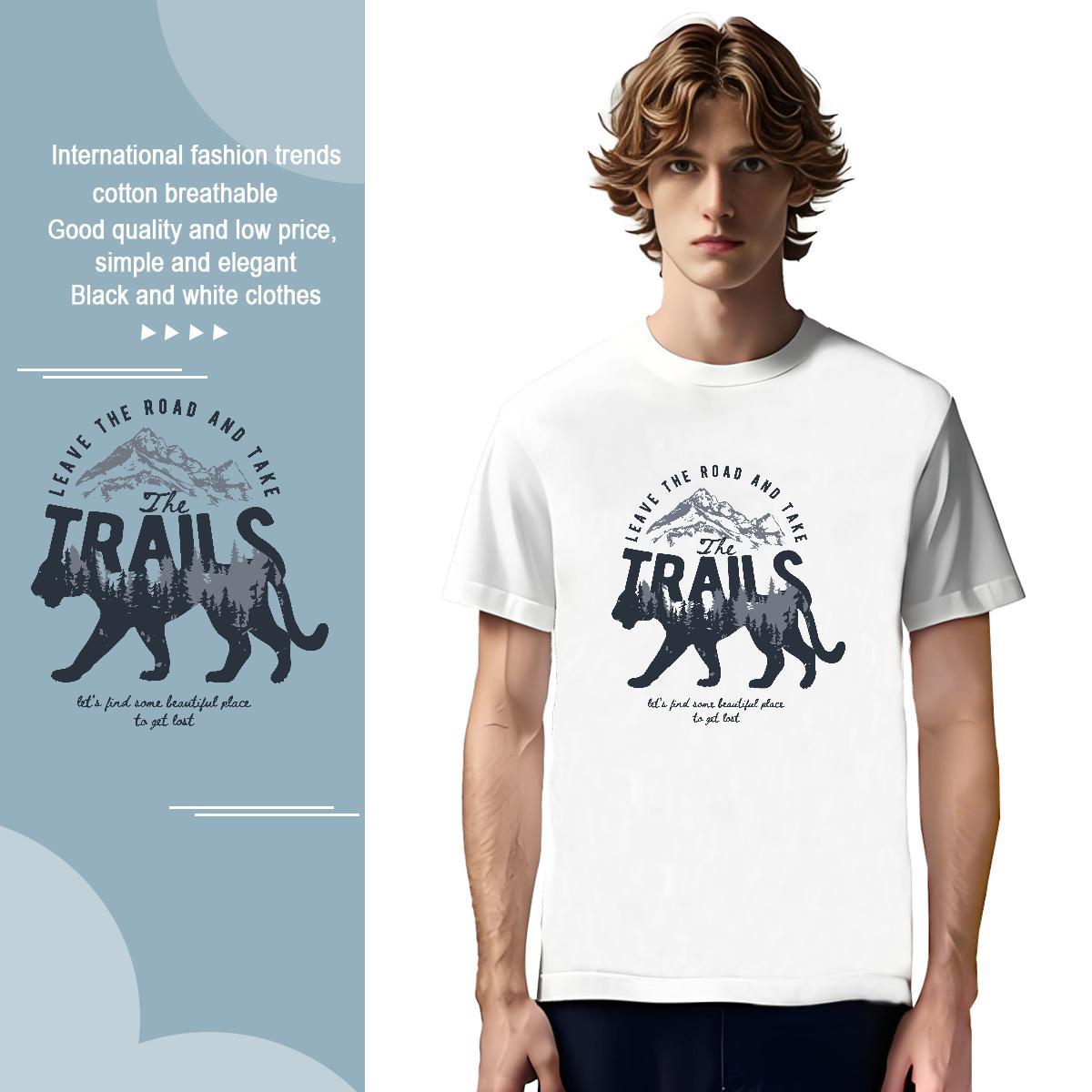 High Quality Men Tees 230g Cotton leopard T shirt Street Short Sleeve O-Neck Oversized 4XL 2024 New Tops Shirt