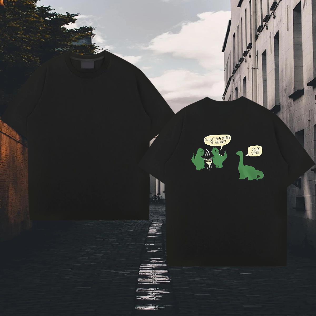 Wholesale T Shirt For Man 230g Cotton dinosaur Street Clothes Crew Neck Cool Design Men Tees Anime