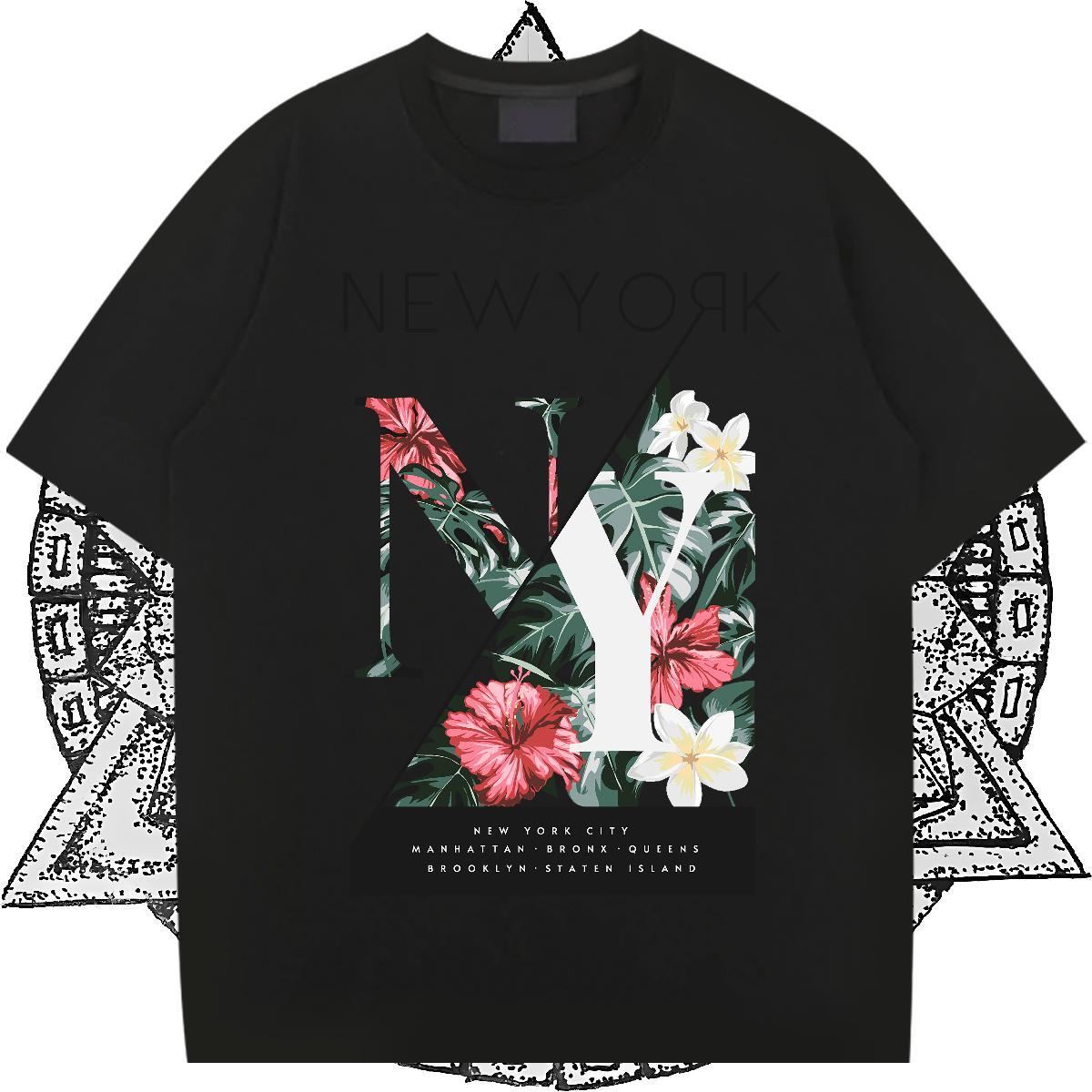 New Designer T-Shirts 100% Cotton 230g flower Street Polos Breathable Wholesale Tshirt for Man Woman Skull