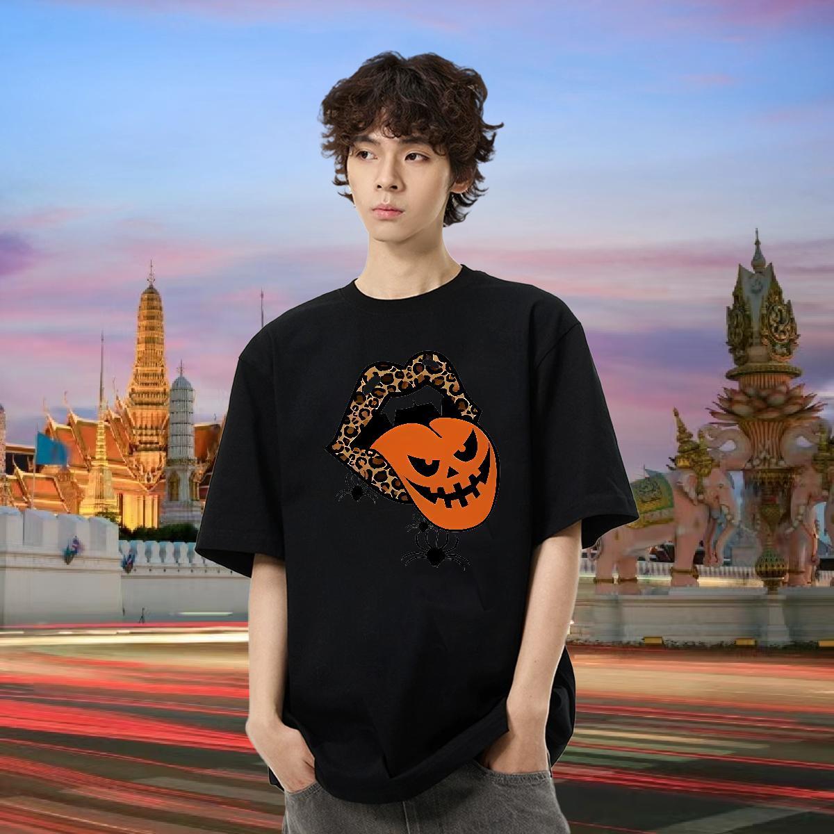 Factory Direct T-Shirts for Men 100% Cotton 230g pumpkin Sports Casual Tops O Neck Short Sleeves Brand Men Tshirts DIY Printed