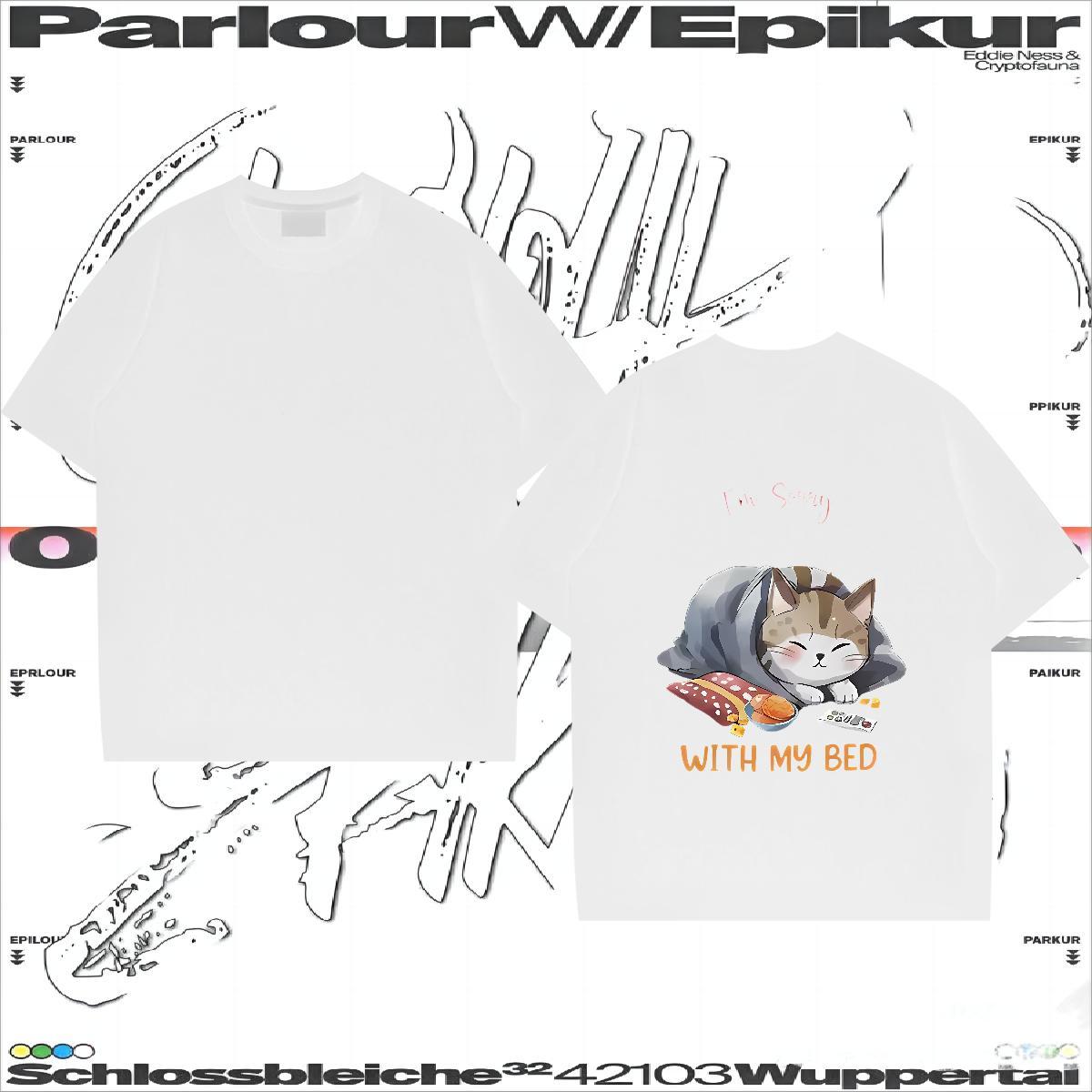 Designer Fashion T Shirt For Man 230g Cotton cat High Street Hip Hop Tees O Neck Short Sleeves Cool Design Men Clothes T-Shirt Plus Size Cartoon