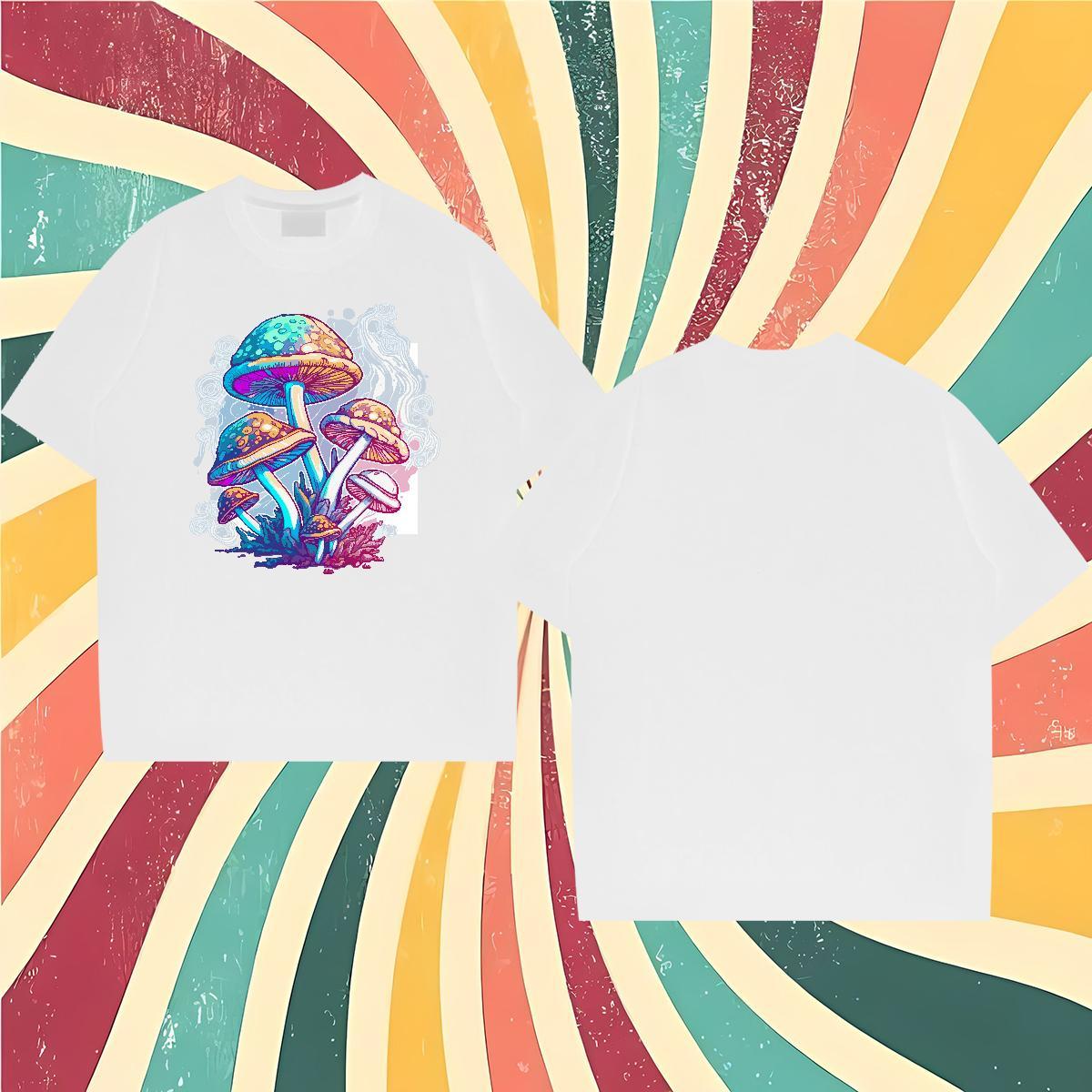 Stylist T-Shirts 230g Pure Cotton mushroom Beach Tees Shirts Crew Neck High Quality Men Tshirts Custom Cartoon