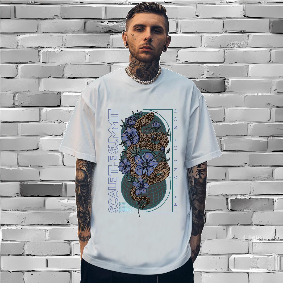 T Shirt For Man 230g 100% Cotton flower Beach Breathable Short Sleeve DIY Men Clothes T-Shirt Custom TOP Quality Tees Shirts