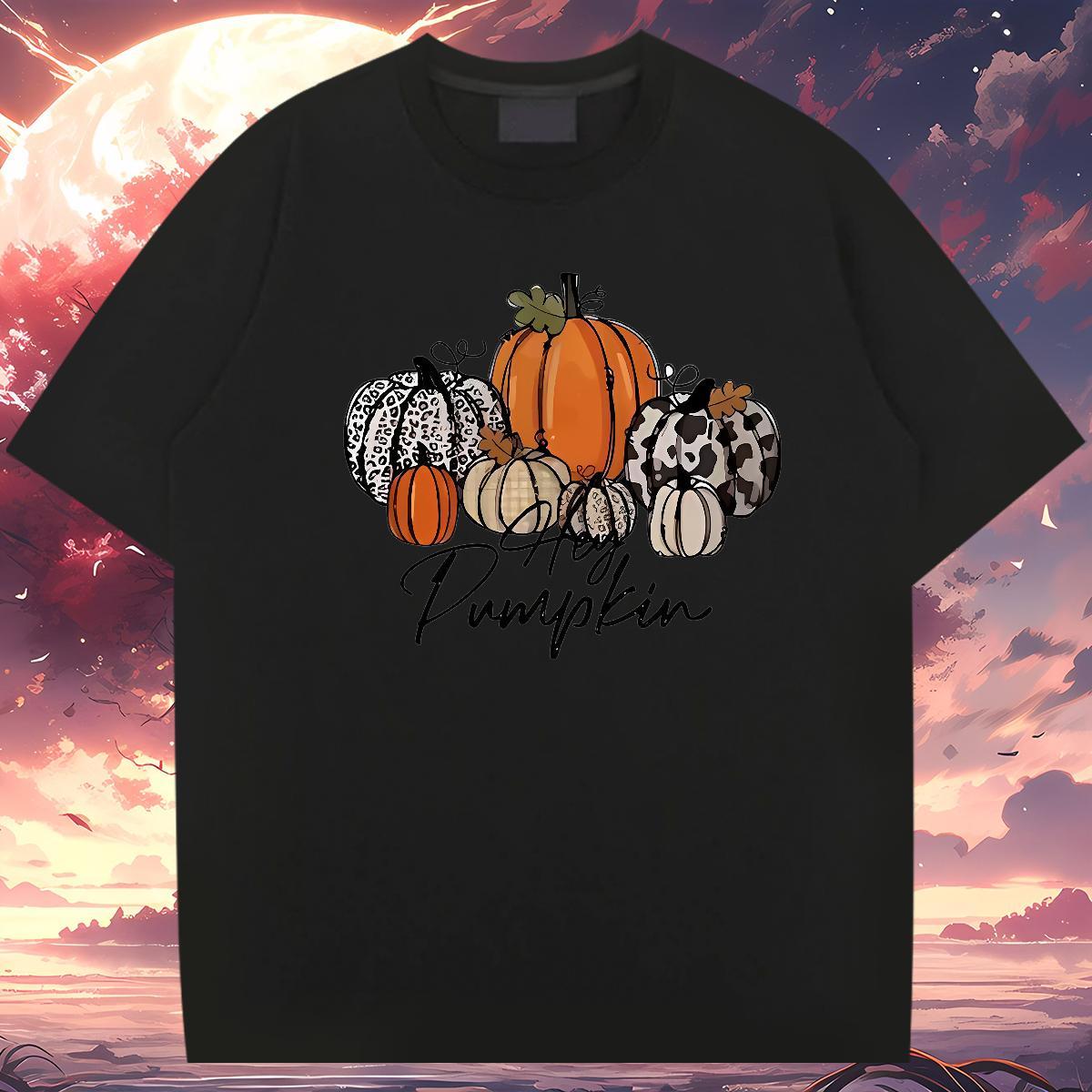 T Shirt For Man 230g Cotton halloween Sport Breathable Short Sleeve Cartoon Printing L-4XL Men Clothes T-Shirt Fashion New Loose Tops Tees