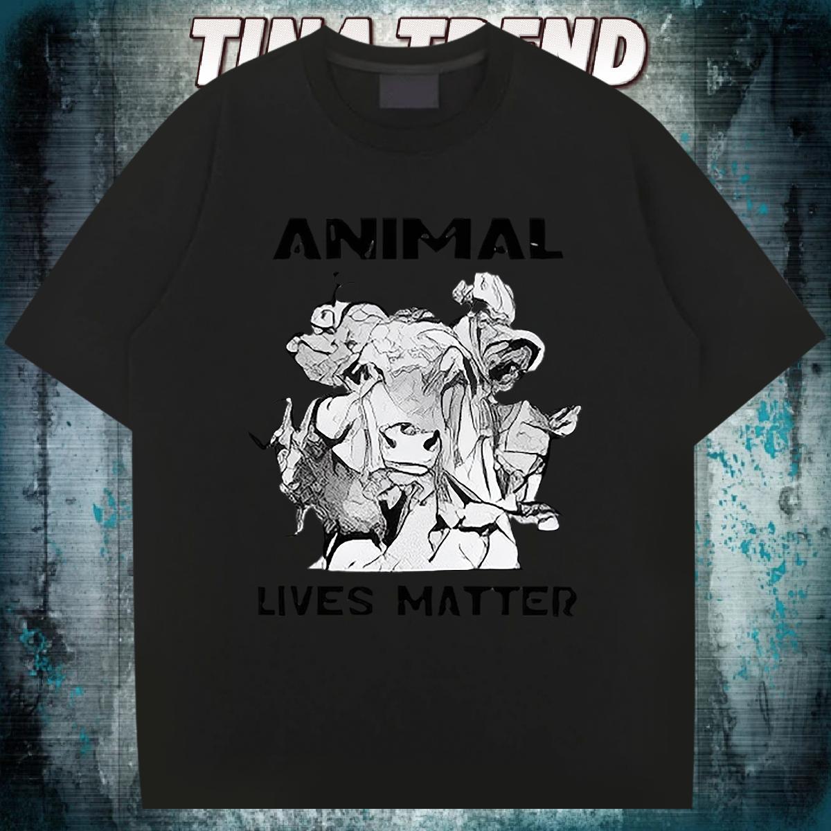 2024 New T shirt 230g Pure Cotton cow Hip Hop Street Tees Shirts Short Sleeve O-Neck Unisex Tshirts DIY Anime