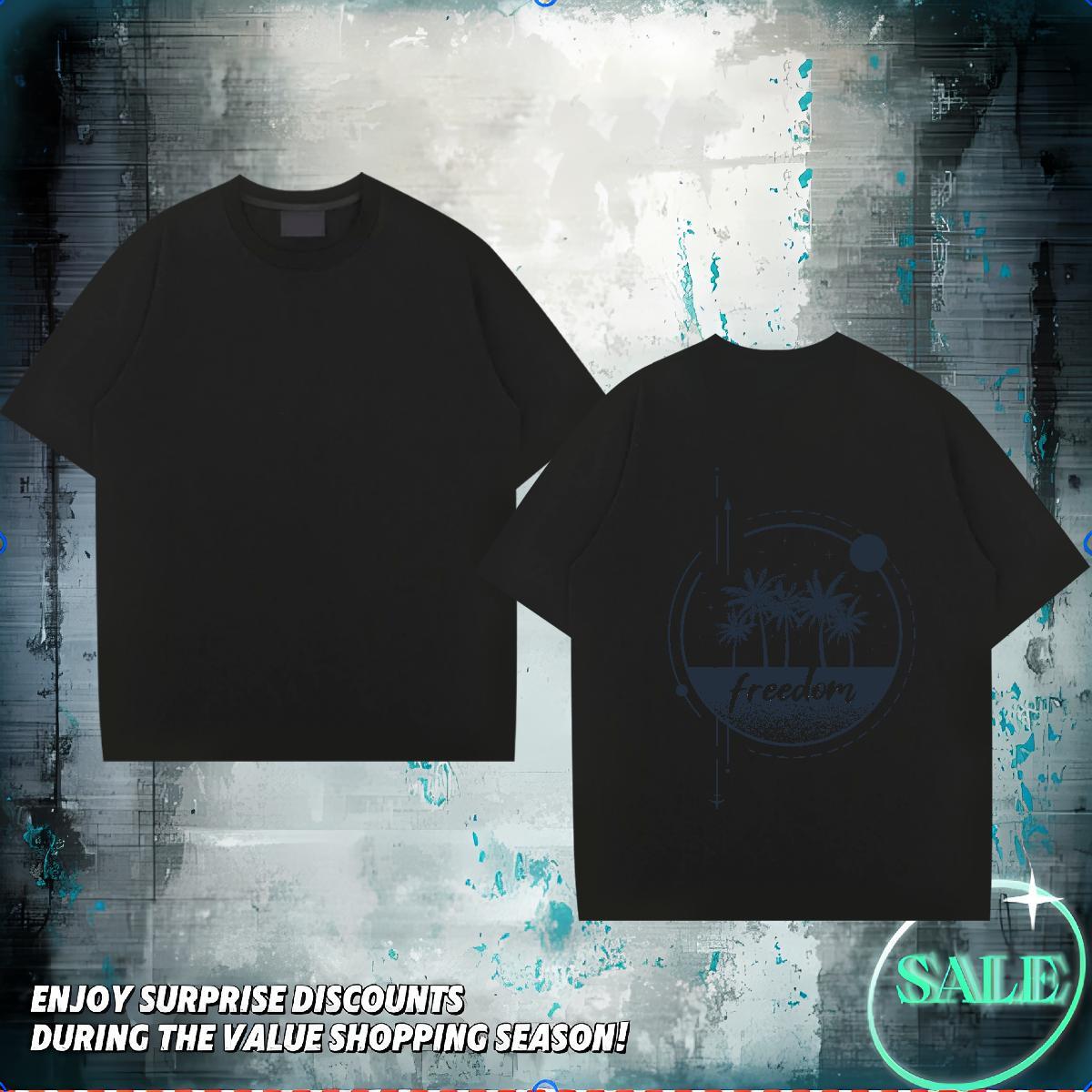 2024 DIY Man T Shirts 100% Cotton 230g sea Street Casual Tops Tees Crew Neck Breathable Cool Design Tshirts Anime Print