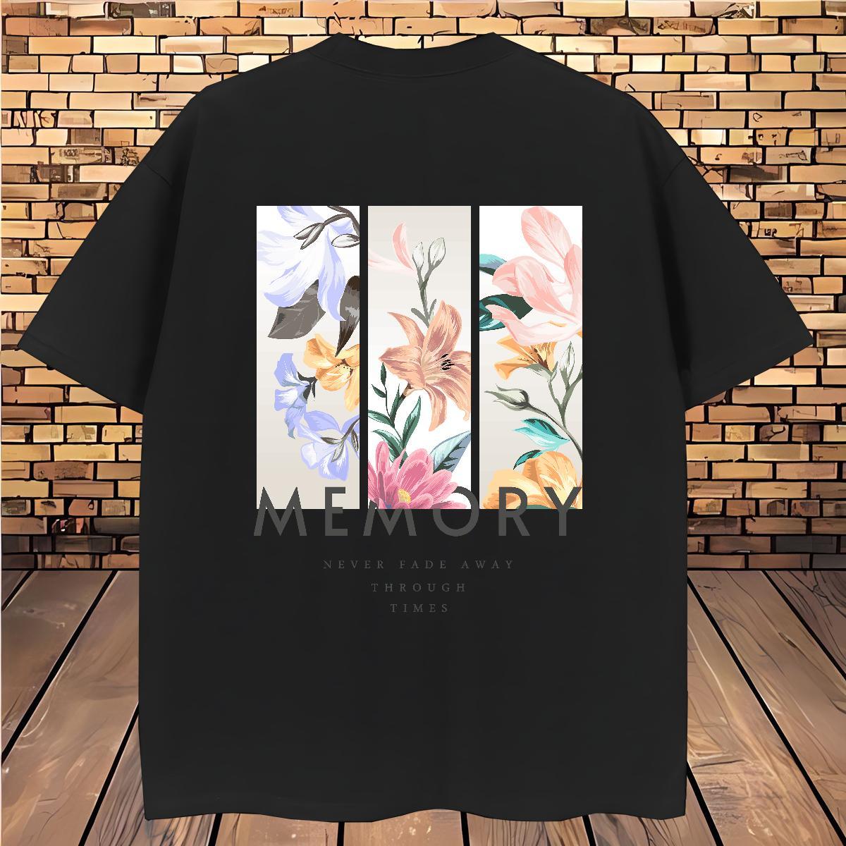T Shirt For Man 230g Pure Cotton flower Hip Hop Short Sleeve Soft Anime Print Men Tops Tees Fashion Designer High Quality Clothes