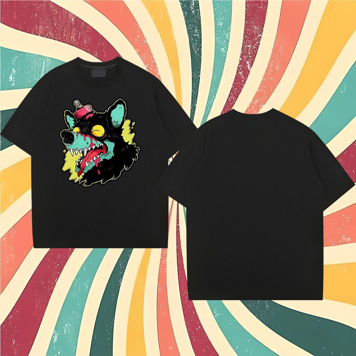 Casual New Men T Shirts 100% Cotton 230g wolf Street Casual Polos Breathable Crew Neck Loose Men Tops Tees White Plus Size