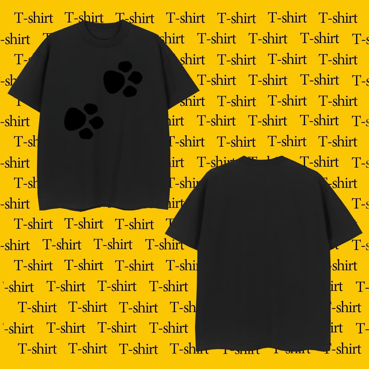 Soft Men Tees 100% Cotton 230g dog's paw Mens T Shirts Summer Casual Breathable Black Oversized 2024 New Tee Shirt