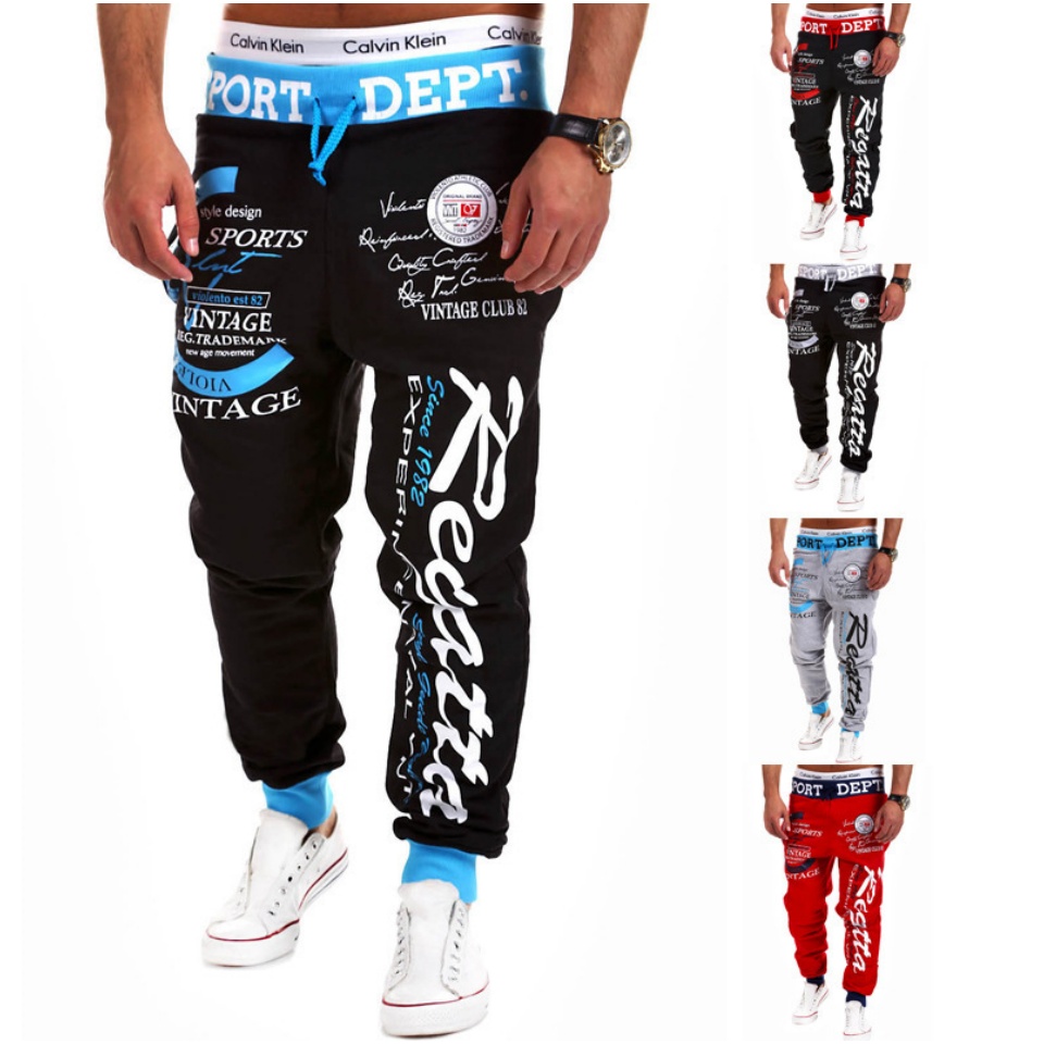 Wholesale-Alisister fashion men/women's joggers pants skinny sweatpants hip hop jogging trousers Flag letters print sweat pants