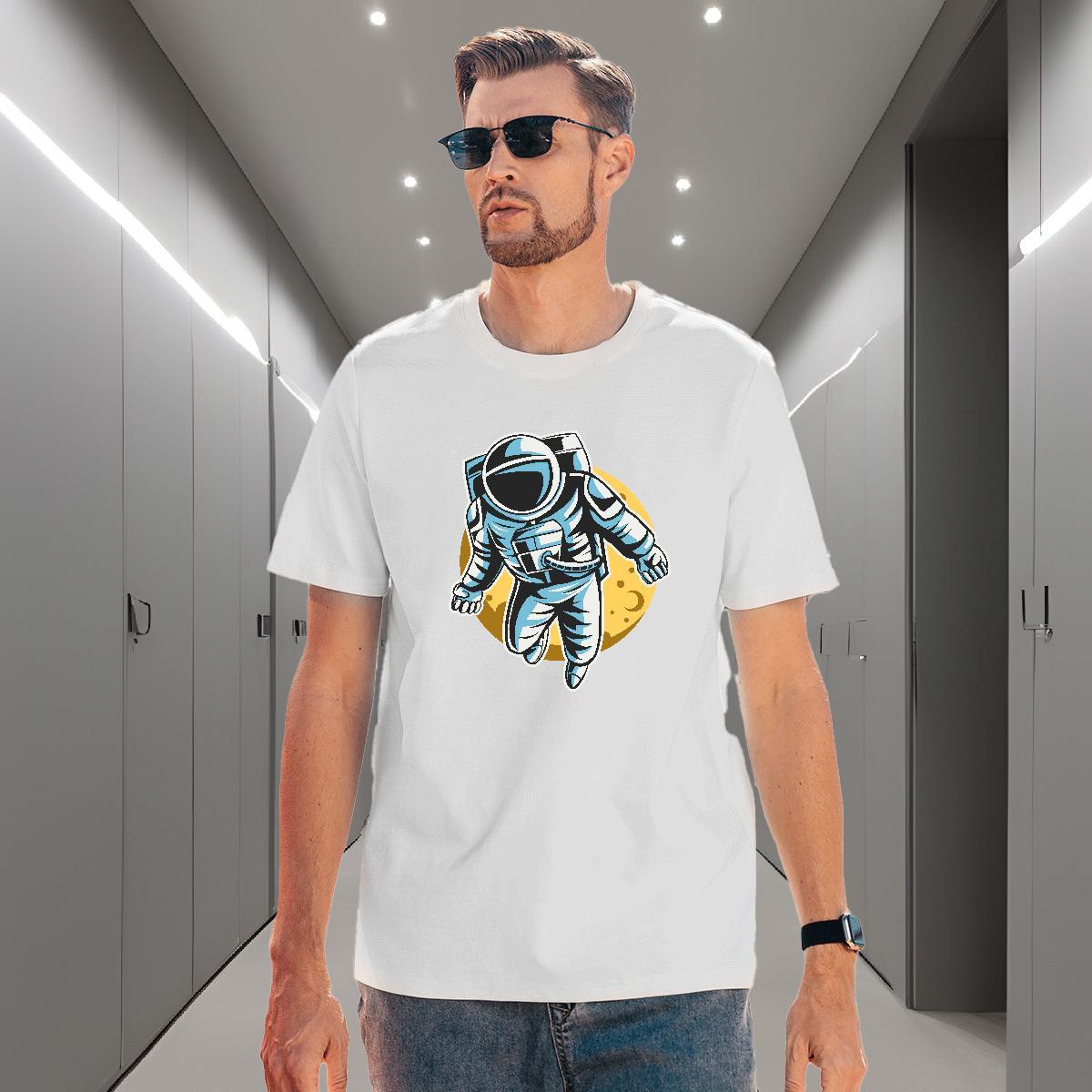 T Shirt For Man 100% Cotton 230g cosmonaut Summer Casual Crew Neck Breathable DIY Printed Mens Tshirts New Designer High Quality Tops