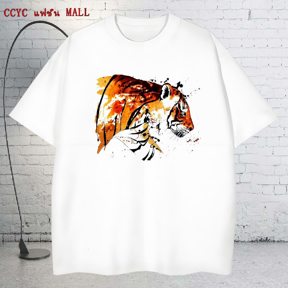 Classic Men Tees 100% Cotton 230g Hip Hop tiger Plus Size Custom Breathable Crew Neck New T-Shirts for Men Polos