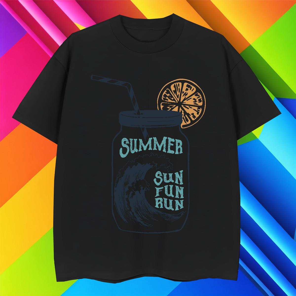 Wholesale Mens Tshirts 230g Pure Cotton Street Casual sea wave Custom Cartoon Crew Neck DIY T-Shirts for Men Clothes