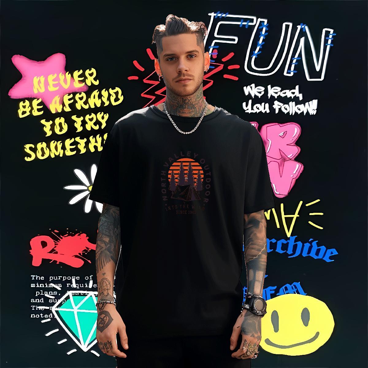 Designer Mens T Shirts 100% Cotton 230g tree Street Wear Tees Shirts O-Neck Short Sleeve Cool Men Tees Custom Print Oversized