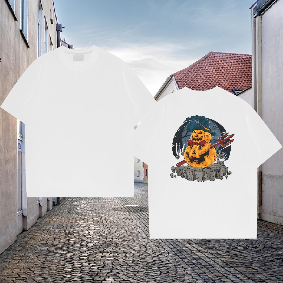 Custom T Shirt For Man 230g 100% Cotton Halloween Home Outdoor Tshirts O Neck Short Sleeves Designer Men Clothes T-Shirt Oversized 4XL