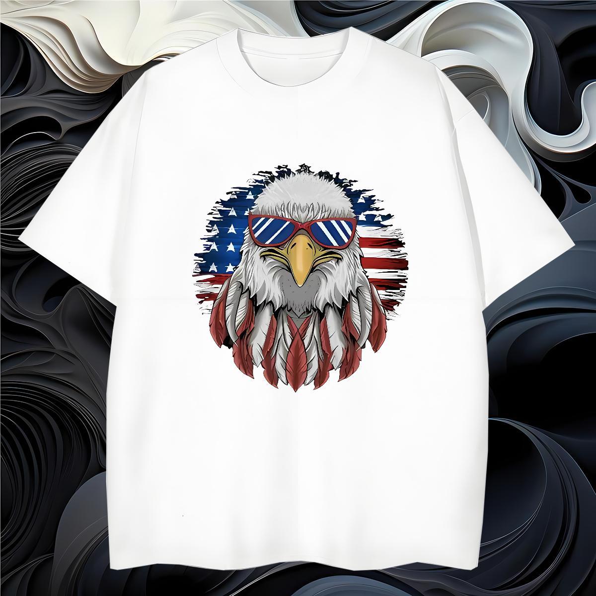 T-Shirts for Men 230g 100% Cotton eagle Daily Wear Breathable Short Sleeve Anime Print Tshirt for Man Woman Designer Fashion Cool Design Clothes