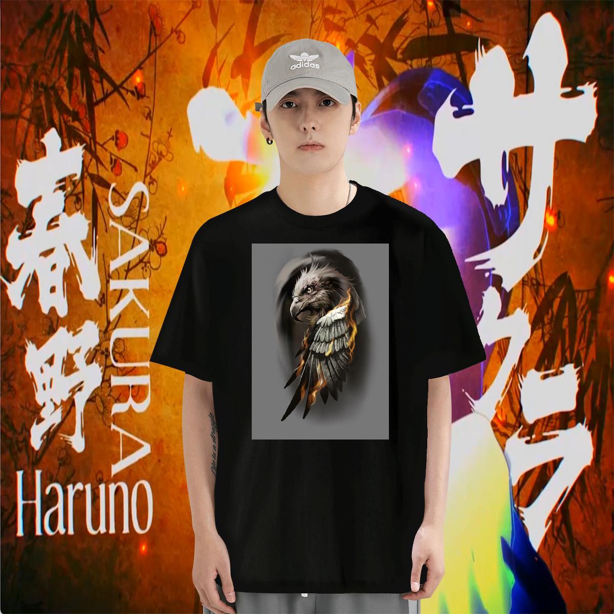 T Shirt For Man 230g Cotton eagle Casual Short Sleeve O-Neck Custom Anime Men Tees 2024 Summer Wholesale Tshirts