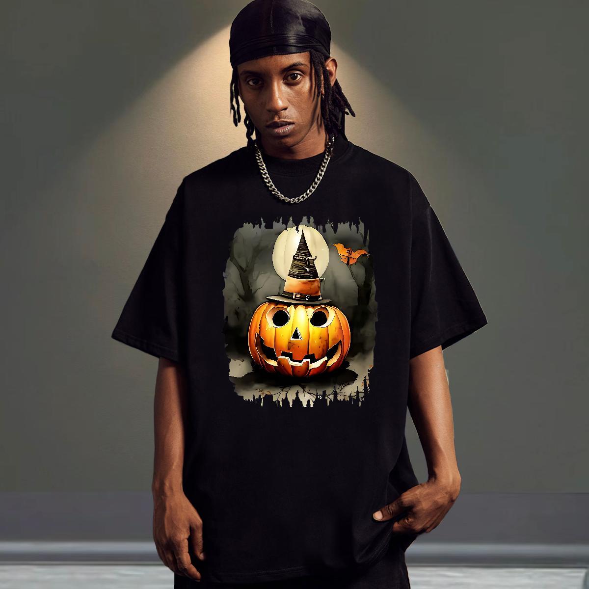 DIY Customized Mens T Shirts 230g 100% Cotton pumpkin Anime Printing Street Polos Short Sleeve O-Neck Designer Men Tshirts Skull