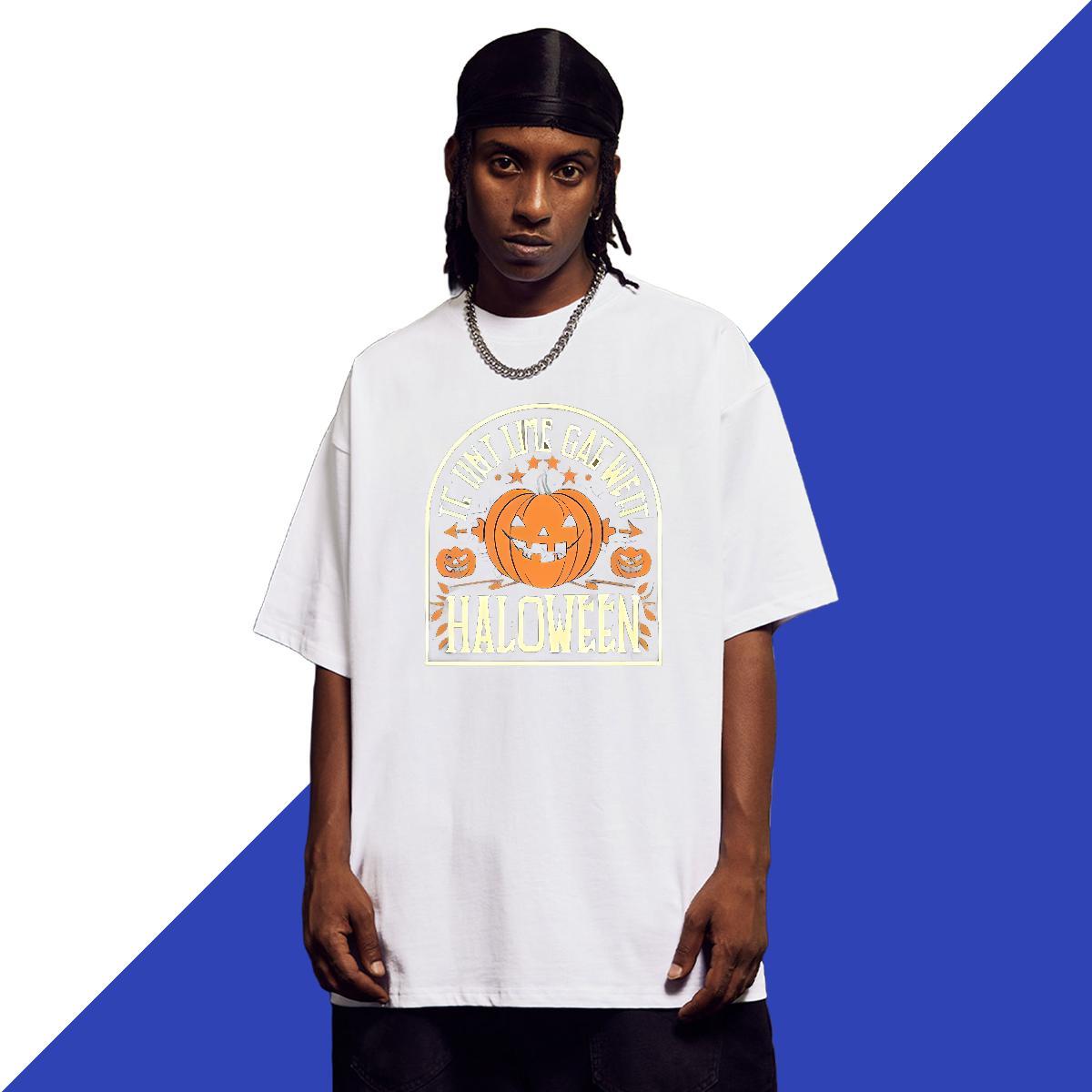 2024 New T-Shirts 230g 100% Cotton halloween Anime Printing Street Tops Breathable Crew Neck Loose Men Clothes T-Shirt Custom Big Size