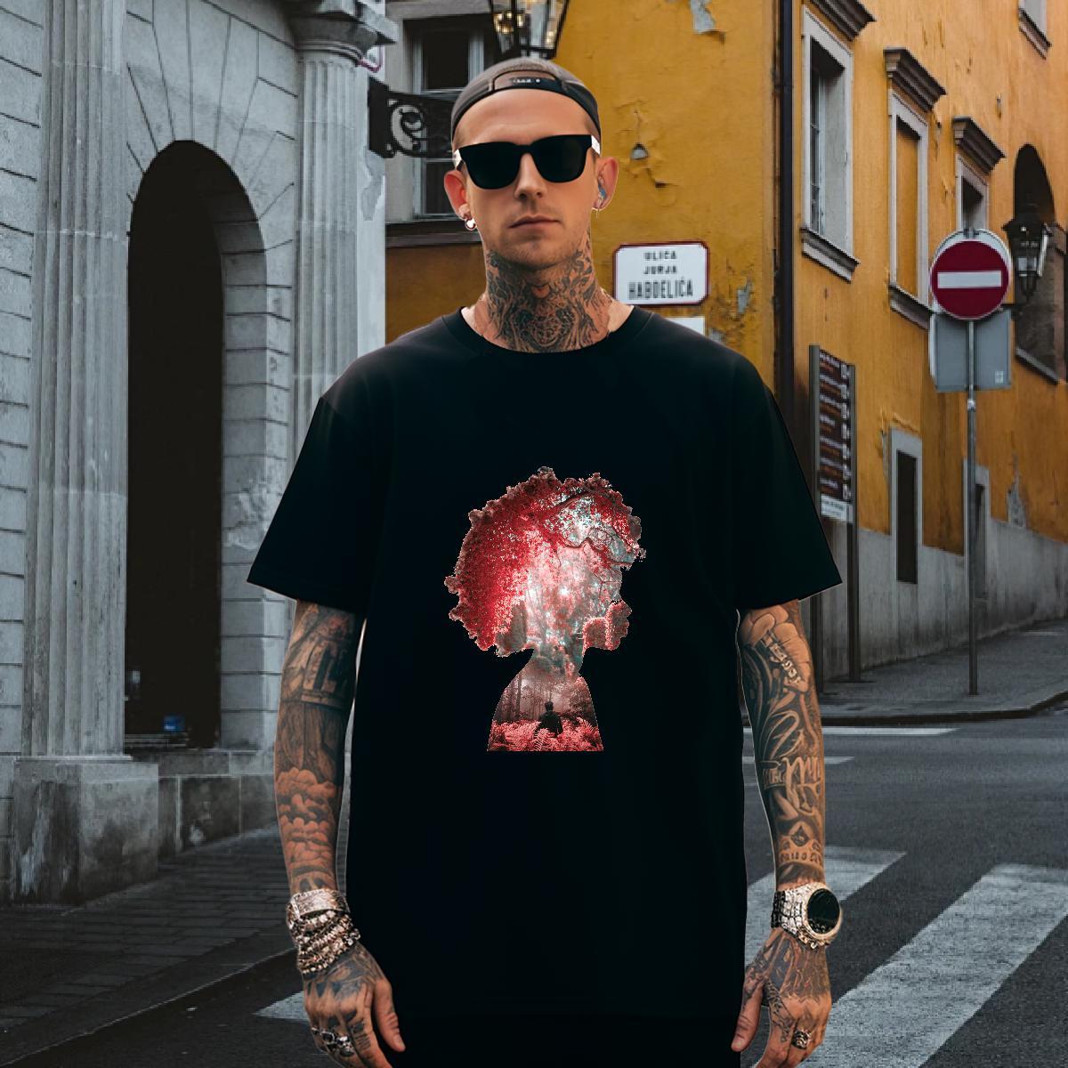 Mens T Shirts 230g 100% Cotton icon Street Crew Neck Breathable Oversized Men Tops Tees 2024 DIY Wholesale Top Tees